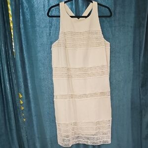 LOFT Cream Crochet Midi Dress